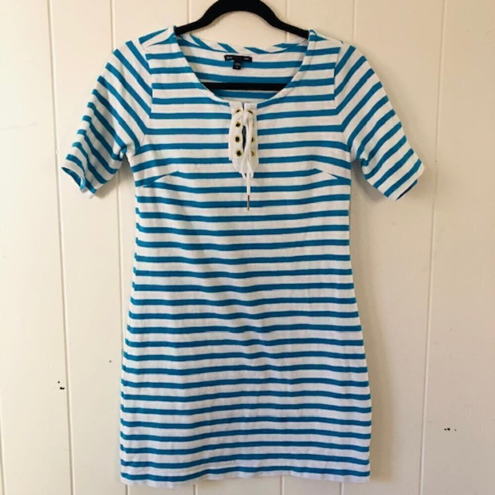 Gap Womens Dress Cotton Striped Mini with Lace-up Front Small